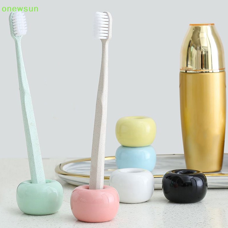 Onewsun giá đỡ bàn chải đánh răng bằng gốm home al mini donuts bàn chải đánh răng khung lưu trữ giá đỡ phòng tắm phòng tắm bàn chải đánh răng đứng mới