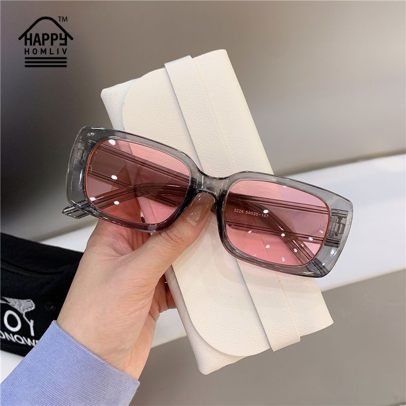 HAPPY HOMLIV Kính Mát Gọng Vuông Nhỏ Nhắn Phong Cách Retro Cho Nữ