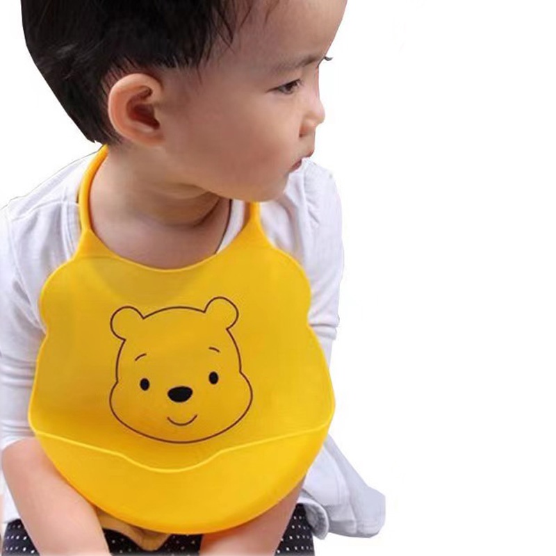 Yếm Ăn Bằng Silicon Siêu Nhẹ Chống Thấm Nước Họa Tiết Hoạt Hình Dễ Thương Cho Bé