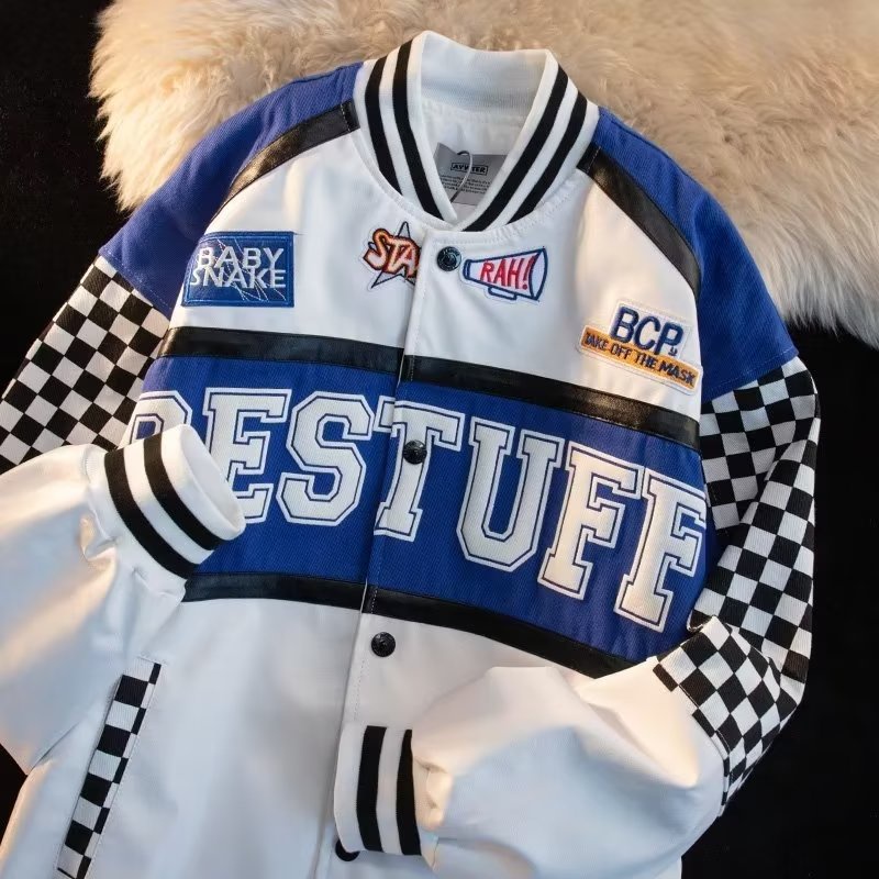 Áo Khoác Bóng Chày Dáng Rộng Màu Sắc Tương Phản Phong Cách hip hop Thời Trang Mùa Thu Cho Nam Và Nữ