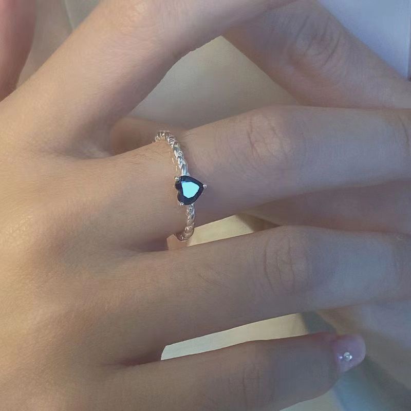 Nhẫn Hình Trái Tim Đính Đá zircon Đen Thời Trang Cho Nữ