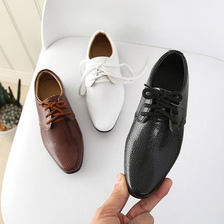 Giày trẻ em bé trai giày da mũi nhọn màu đen trẻ em giày biểu diễn màu đen giày đen cho trẻ em bé trai giày lười trẻ em
