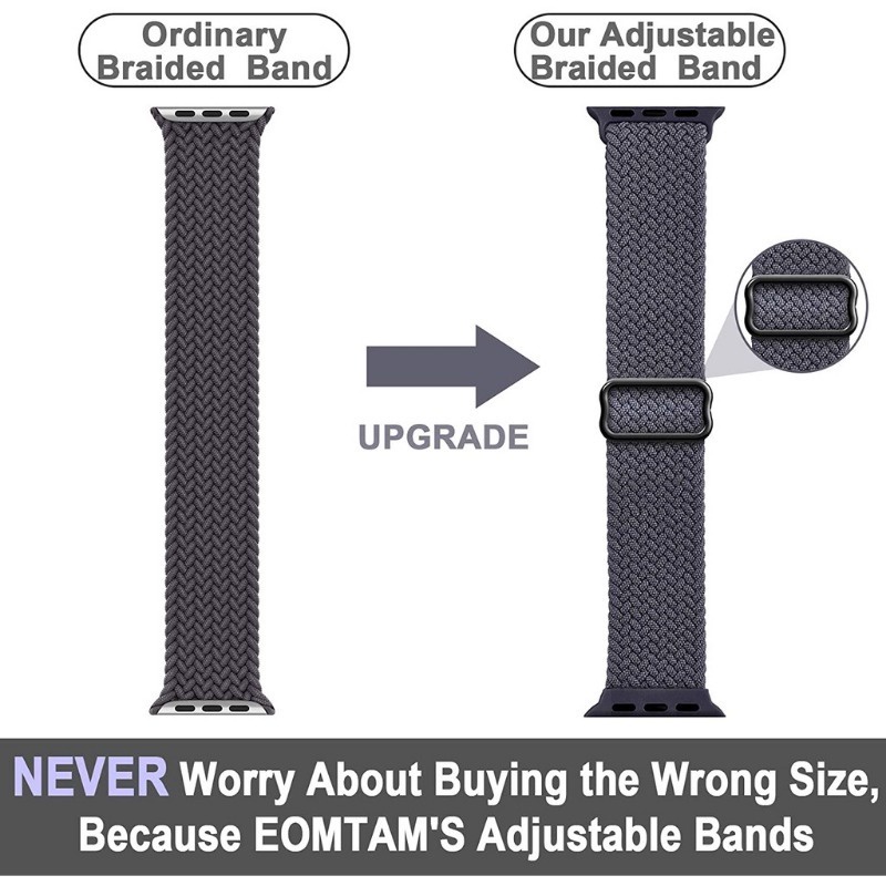 Cnagain braided solo loop cho apple watch 49mm 45mm 41mm 44mm 40mm 42mm 38mm, dây đeo nylon dệt đàn hồi thể thao cho iwatch series 8 7 6 5 4 3 2 1 se phụ kiện đồng hồ siêu thông minh