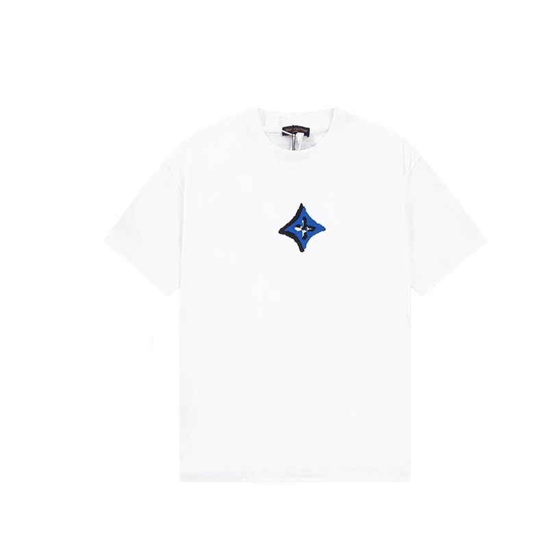 Lv-short sleeved t-shirt với hoa văn giới hạn in trên đường băng, siêu đa năng và đẹp, phong cách unisex