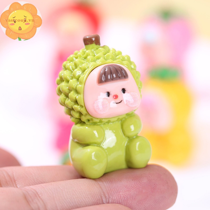 Vastji kawaii fruit strawberry orange durian resin crafts diy doll house decor accessory home car miniature figurine art or decor vn
