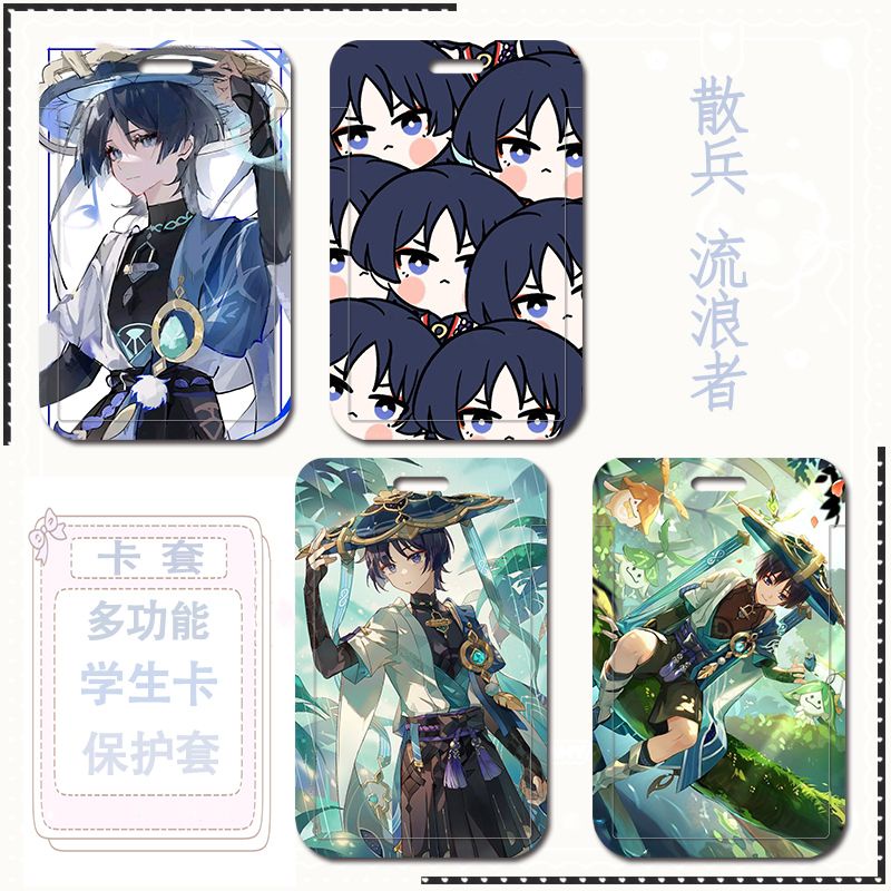 Phim hoạt hình anime genshin impact scaramouche kunikuzushi thẻ tàu điện ngầm thẻ bảo vệ thẻ xe buýt thẻ kiểm soát ra vào thẻ ăn uống có dây treo