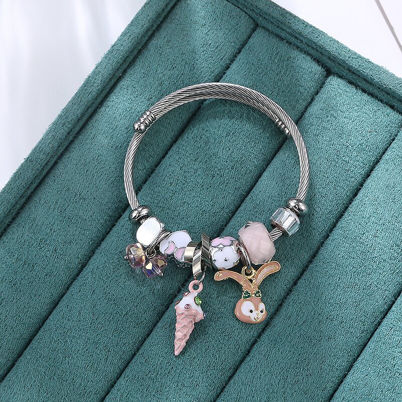 Mới nhỏ tươi pha lê dễ thương thỏ cá tính panjia phong cách sen sinh viên bạn gái vòng tay vòng tay vòng tay nữ