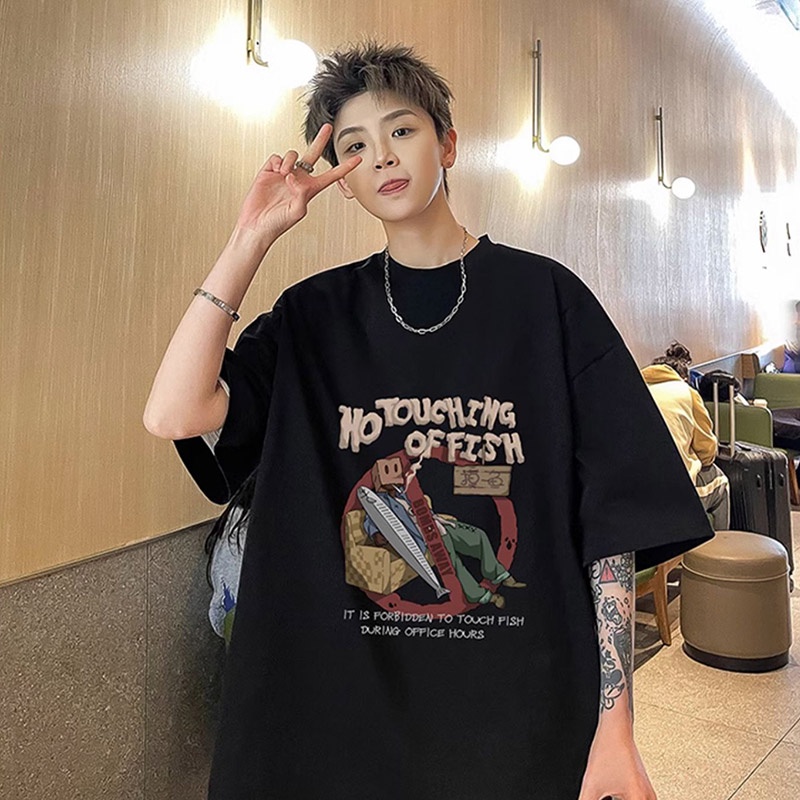 Men's t-shirt mùa hè mỹ xu hướng retro thương hiệu lỏng lẻo heavy duty cotton half sleeve tops
