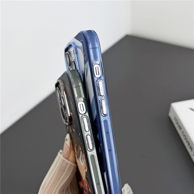 Màu bạc mờ anime thám tử lừng danh conan vỏ điện thoại hoạt hình cho iphone 14 13 12 11 bìa