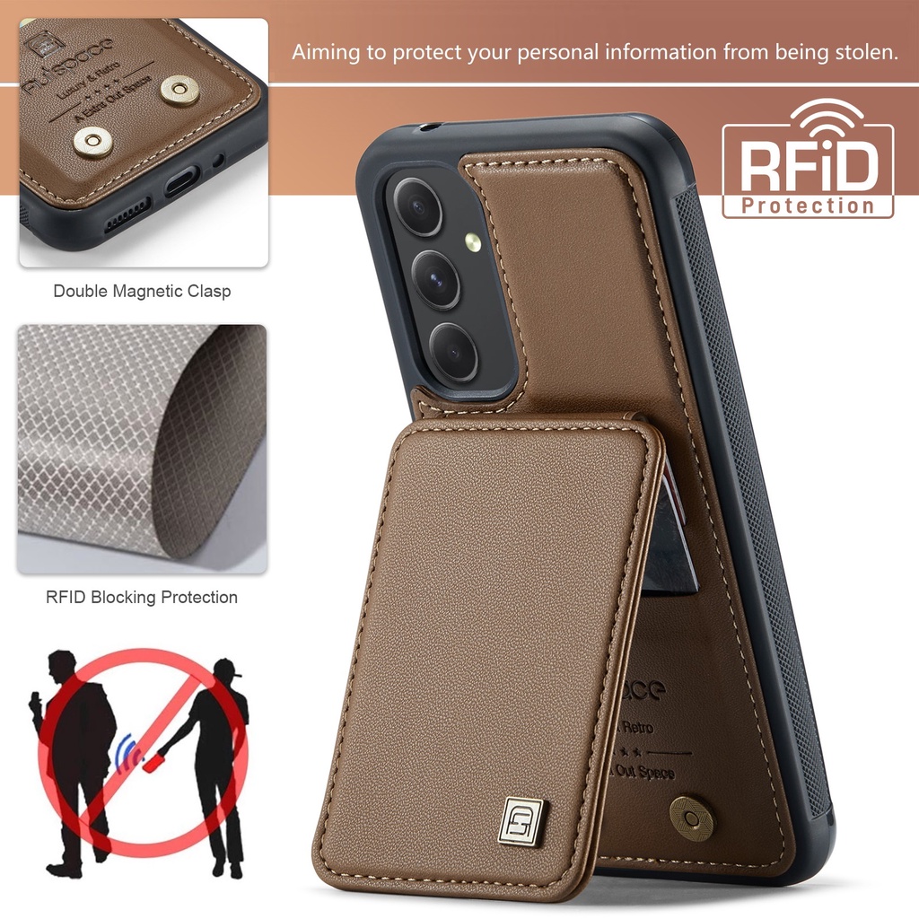 Bao da RFID cho Samsung a14 a24 a34 a54 a13 a53 a73 ví da bao da giá đỡ khe cắm thẻ