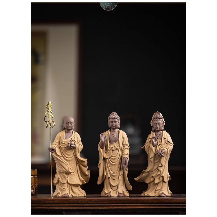 Tượng Tam Thánh cỡ trung mới nhất 2023 trang trí decor không gian thiền tịnh- tượng Quan Âm- ADIDA - Địa Tạng