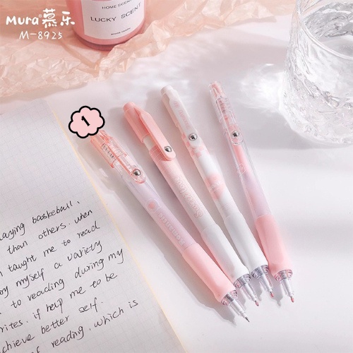 Bút Mura Gel Đen Sweet Love/ M-8925 có thanh cài, đệm tay - Tiệm Bút SHIORI