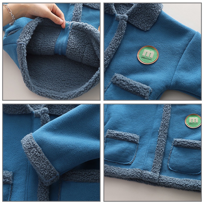 Áo Khoác Ngắn Lót Lông Cừu Dày Dặn Phong Cách Phương Tây Dành Cho Bé Gái