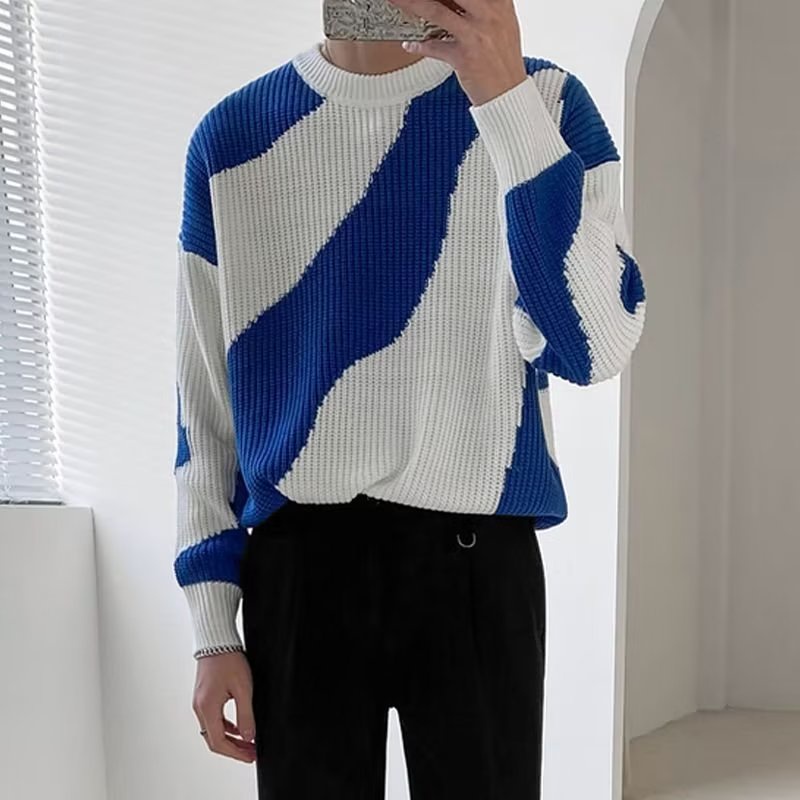 Áo sweater Dáng Rộng Phối Màu Tương Phản Cá Tính Thời Trang Cho Nam