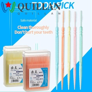 Quillan toothpick brush portable candy color clean teeth soft pp food residue double-head interdental brush