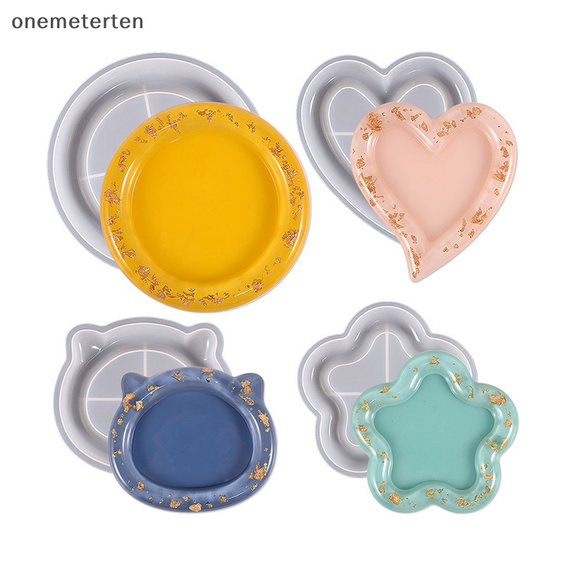 Rten hoa tròn khay bê tông khuôn silicone gấu trái tim coaster thạch cao đất sét khay lưu trữ đồ trang sức trưng bày tấm nhựa khuôn n