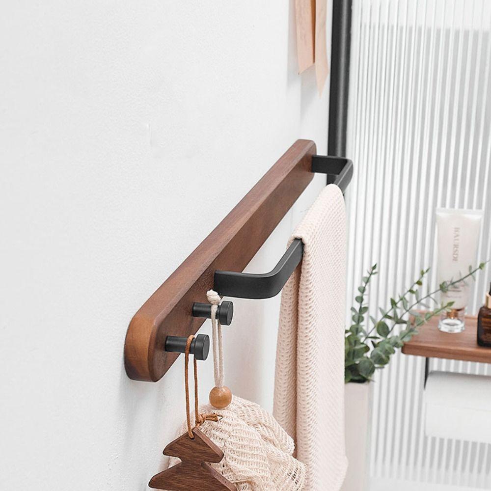 Giá Treo Khăn Tắm Bằng Gỗ Đen 45cm 1 Móc Kiểu Cổ Điển Tiện Dụng Cho Nhà Tắm