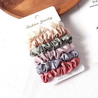 Set 4-6 Dây Cột Tóc Màu Trơn Đơn Giản Dành Cho Nữ