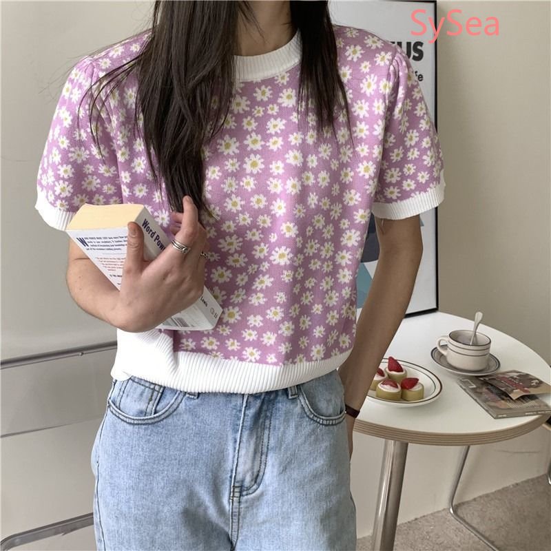 Áo Dệt Kim Dáng Rộng In Hoa Kiểu Retro Thời Trang Mùa Hè Cho Nữ