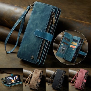 For Samsung Galaxy Z Fold3 Luxury Multifunction Card Slot Leather Wallet Flip Case Zipper Cover for Z Fold 4 3 5G