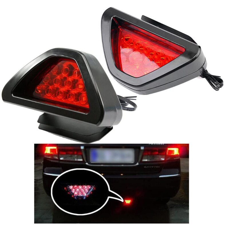 Đèn Led Sương Mù 12 Bóng F1 12V 5W Hình Tam Giác Gắn Đuôi Xe Hơi