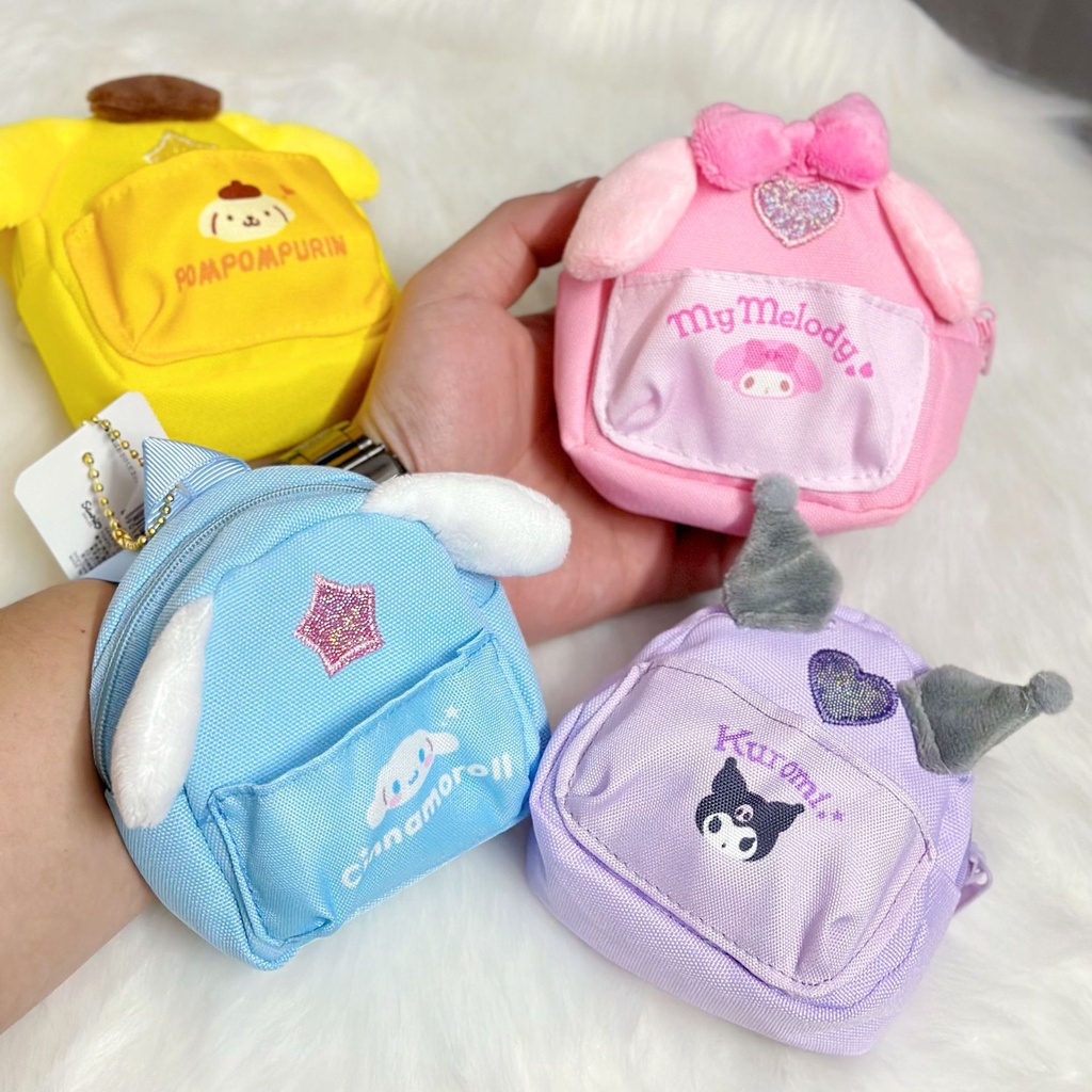 Sanrio Túi Đựng Tiền Xu Đeo Cổ Tay Nhồi Bông Hình Kuromi My Melody Cinnamoroll Đáng Yêu
