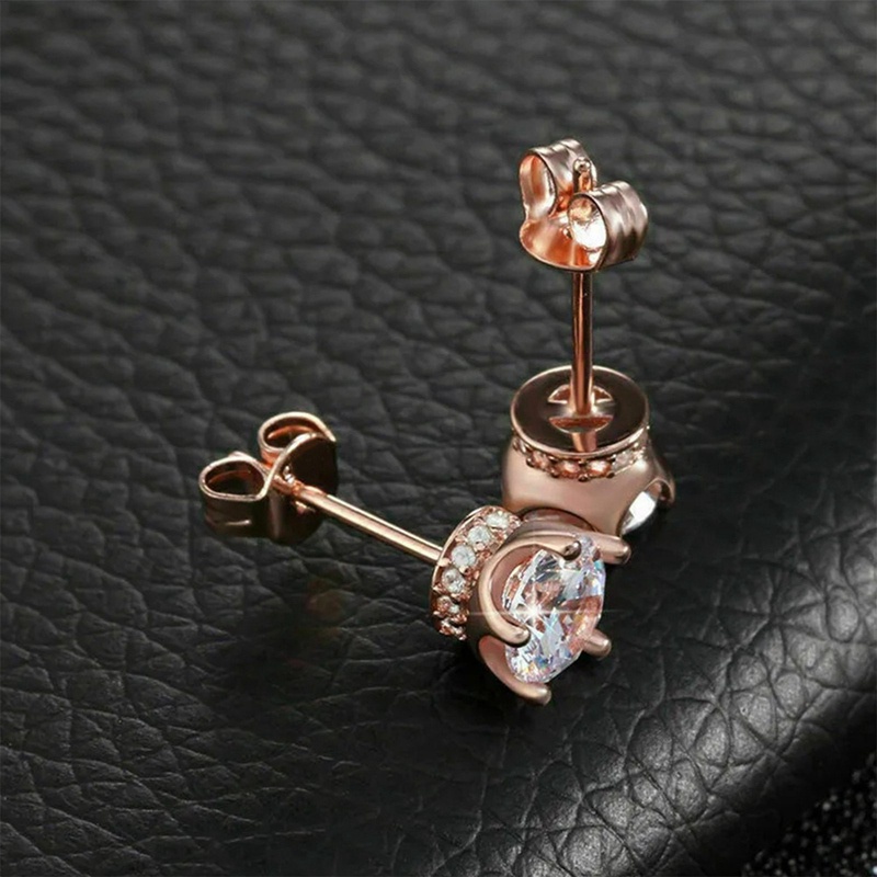 Khuyên Tai Nữ Mạ Vàng Hồng Đính Đá 6 Màu Thời Trang