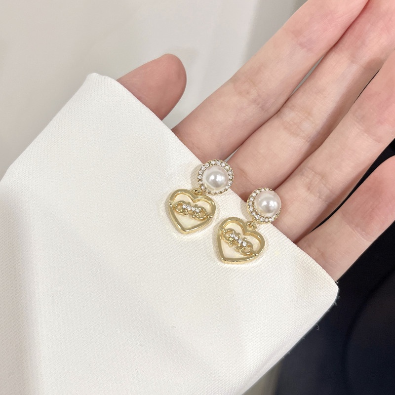 Bông Tai Ngọc Trai Hình Trái Tim Màu Trắng Sữa Thời Trang 2023 Cho Nữ