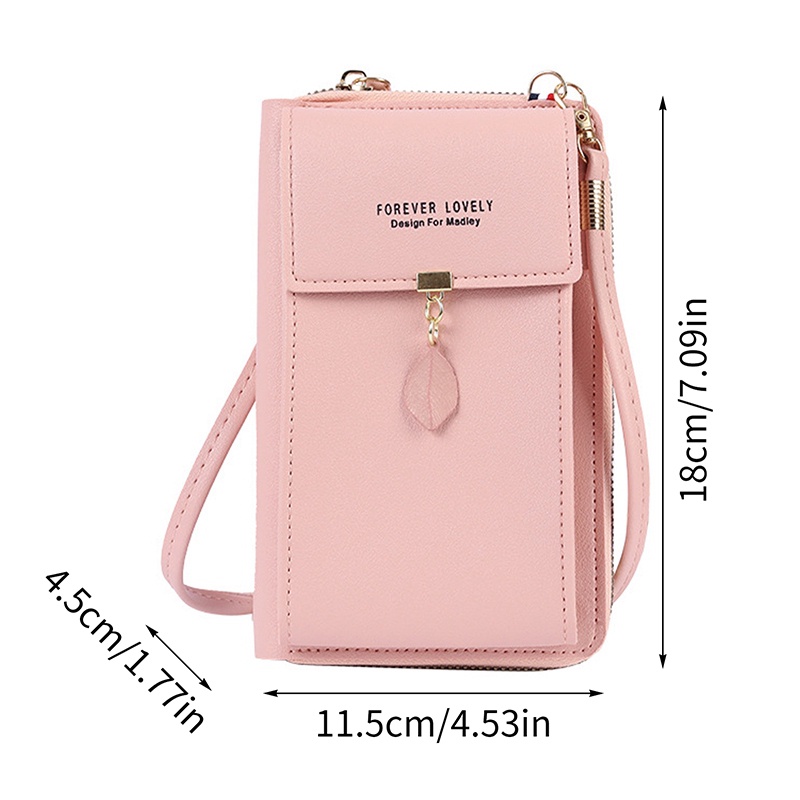 Túi Da PU Đeo Chéo Đựng Điện Thoại Màu Trơn Phong Cách Hàn Quốc