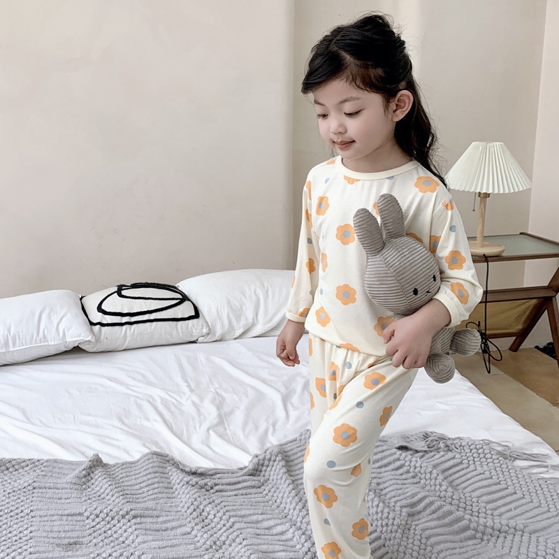Bộ Đồ Ngủ Ba Món Thoáng Khí Thoải Mái Phong Cách Hàn Quốc Cho Bé 70-140cm