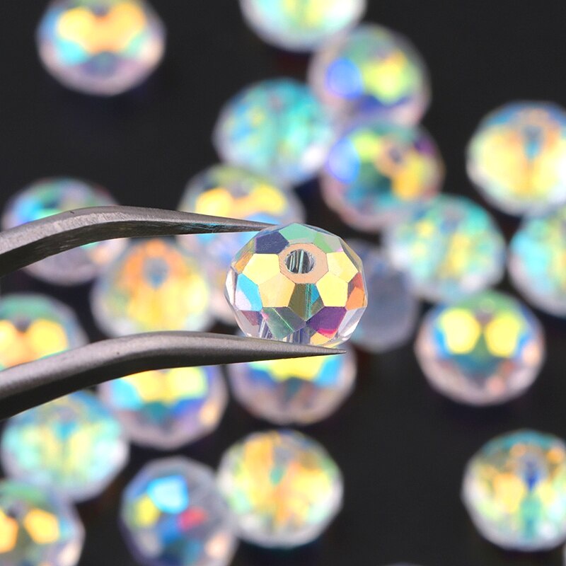 Chuỗi Hạt Pha Lê ab Mặt Tròn Bằng Thủy Tinh 4 / 6 / 8mm Chất Lượng AAA