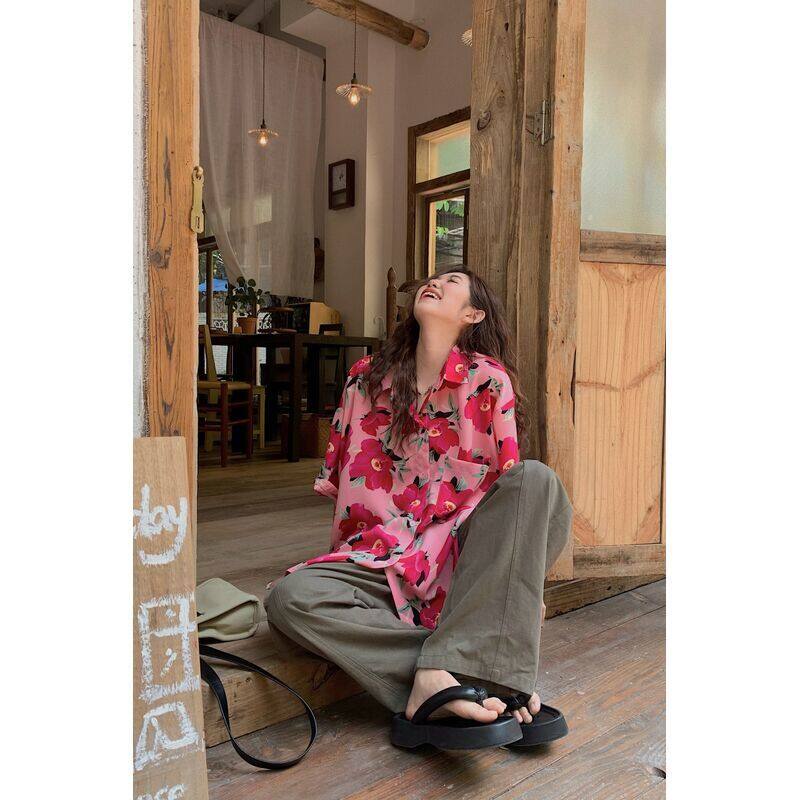 Myaistyle Áo Sơ Mi ngắn tay In Hoa Kiểu Hàn Quốc Dễ Thương Cho Nữ 16Z23041014