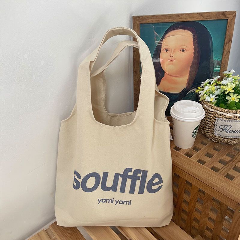 Túi Xách Canvas Cỡ Lớn In Chữ Thời Trang