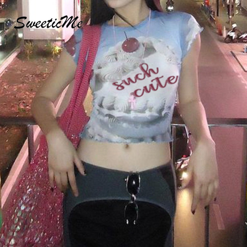 Áo Thun Tay Ngắn Dáng Ôm In Họa Tiết Thời Trang 2023 Cho Nữ