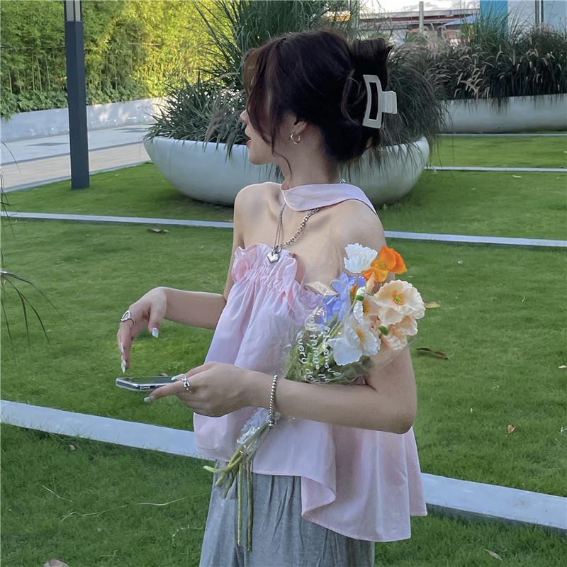 Áo Kiểu Sát Nách Dáng Rộng Hở Vai Thời Trang Mùa Hè Phong Cách Hàn Quốc Cho Nữ