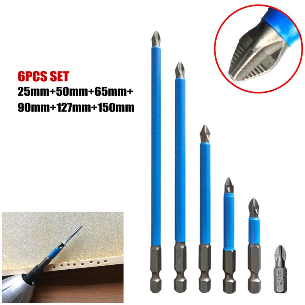 Set 6 Tua Vít Đầu Lục Giác Từ Tính Chống Trượt PH2 25-150mm