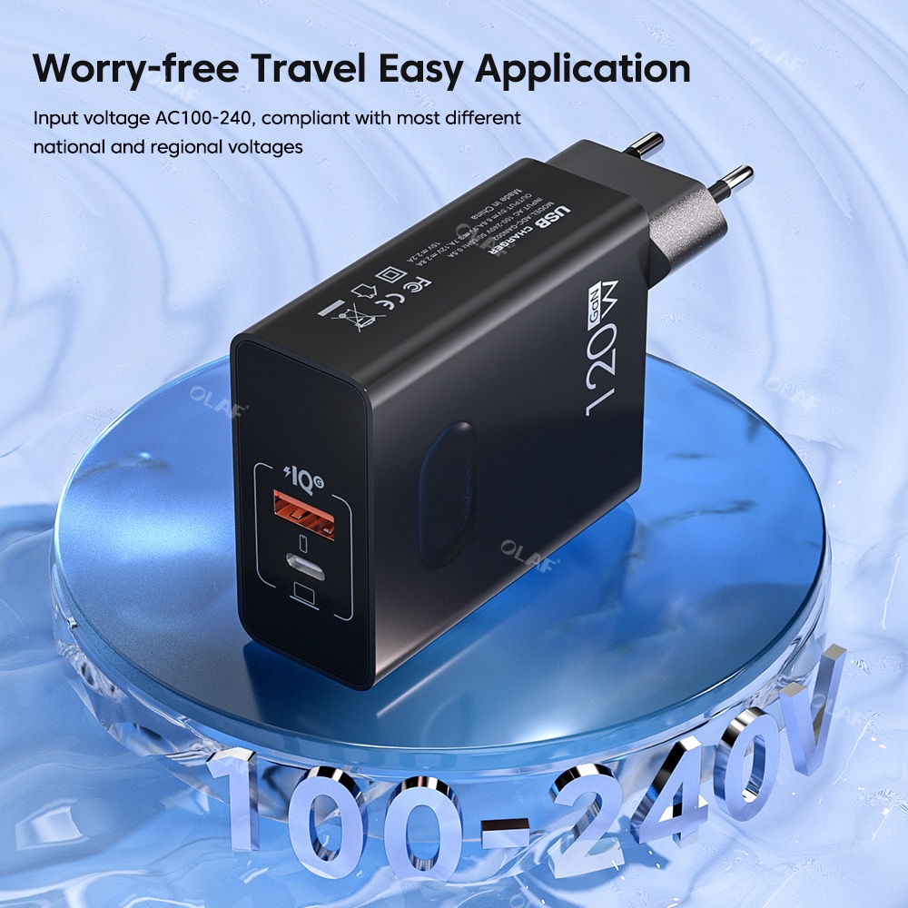 Bộ SạC Nhanh QC3.0 USB C 2 CổNg 120W GaN USB Type C Cho Laptop Samsung