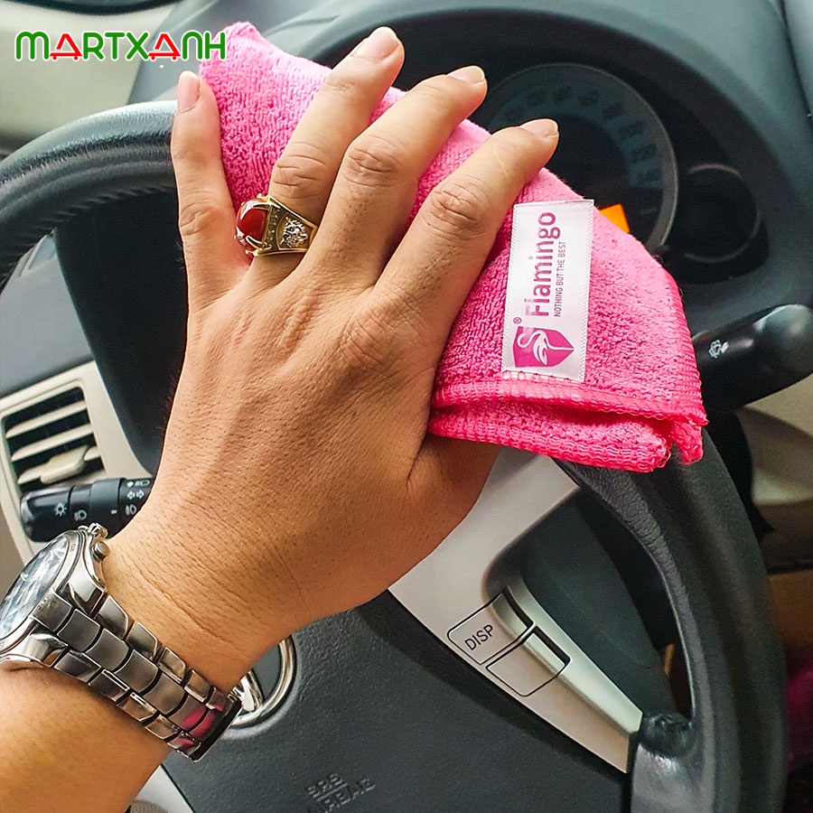 Khăn lau ô tô xe hơi, Khăn lau xe hơi đa năng loại dày, mềm mịn siêu thấm nước không xù lông Cao Cấp Flamingo30x70