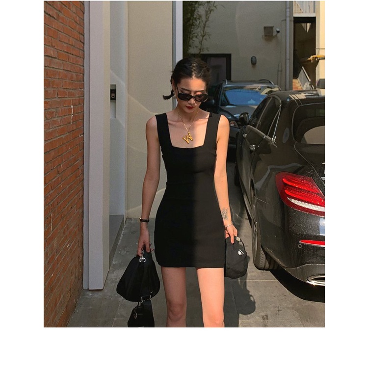 Pure Desire Đầm Hai Dây Bản Rộng Màu Xám Trơn Thời Trang Xuân Hè Cho Nữ Mặc Trong Váy Ôm Sát Màu Đen Nóng Bỏng