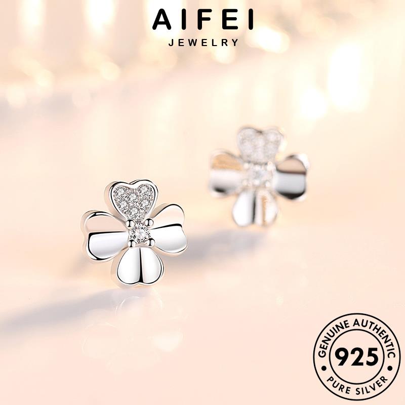 AIFEI JEWELRY trang ba thật hàn tai kiện thời yêu moissanite cương sức trang bông kim thời nữ bạc cỏ xỏ phụ nguyên quốc vành hình 925 tròn tình khuyên tua lá Thời bản E93