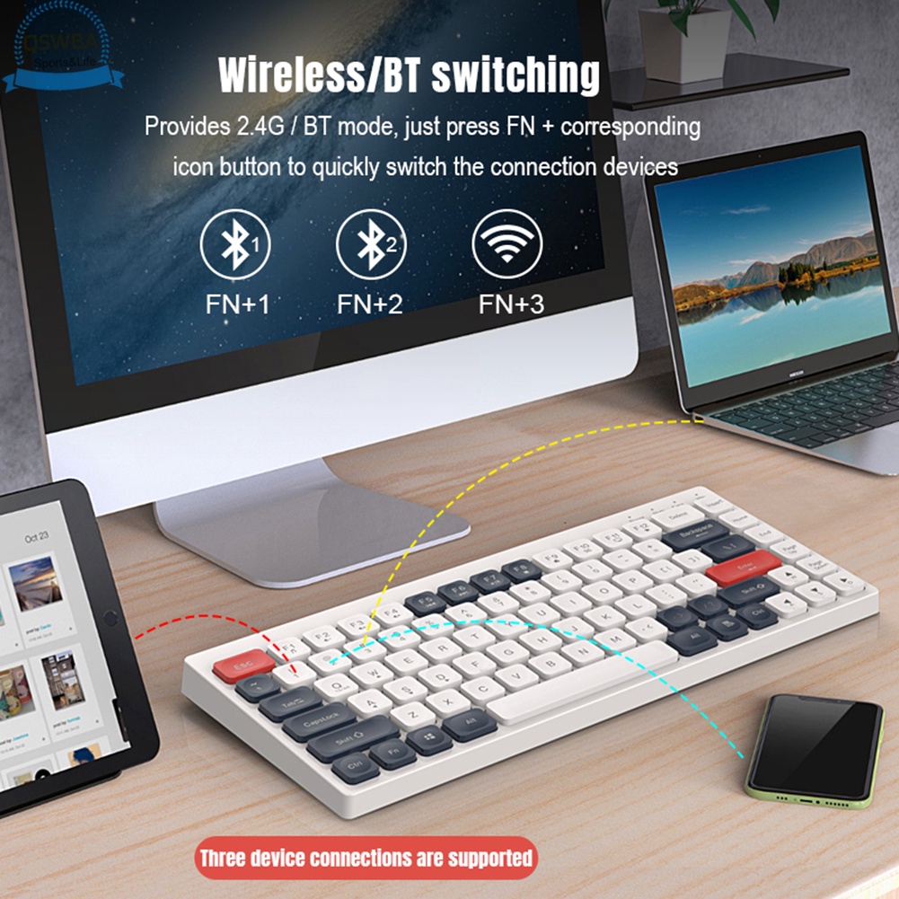 Bàn Phím Không Dây Bluetooth 2.4G Hai Chế Độ Cho Máy Tính