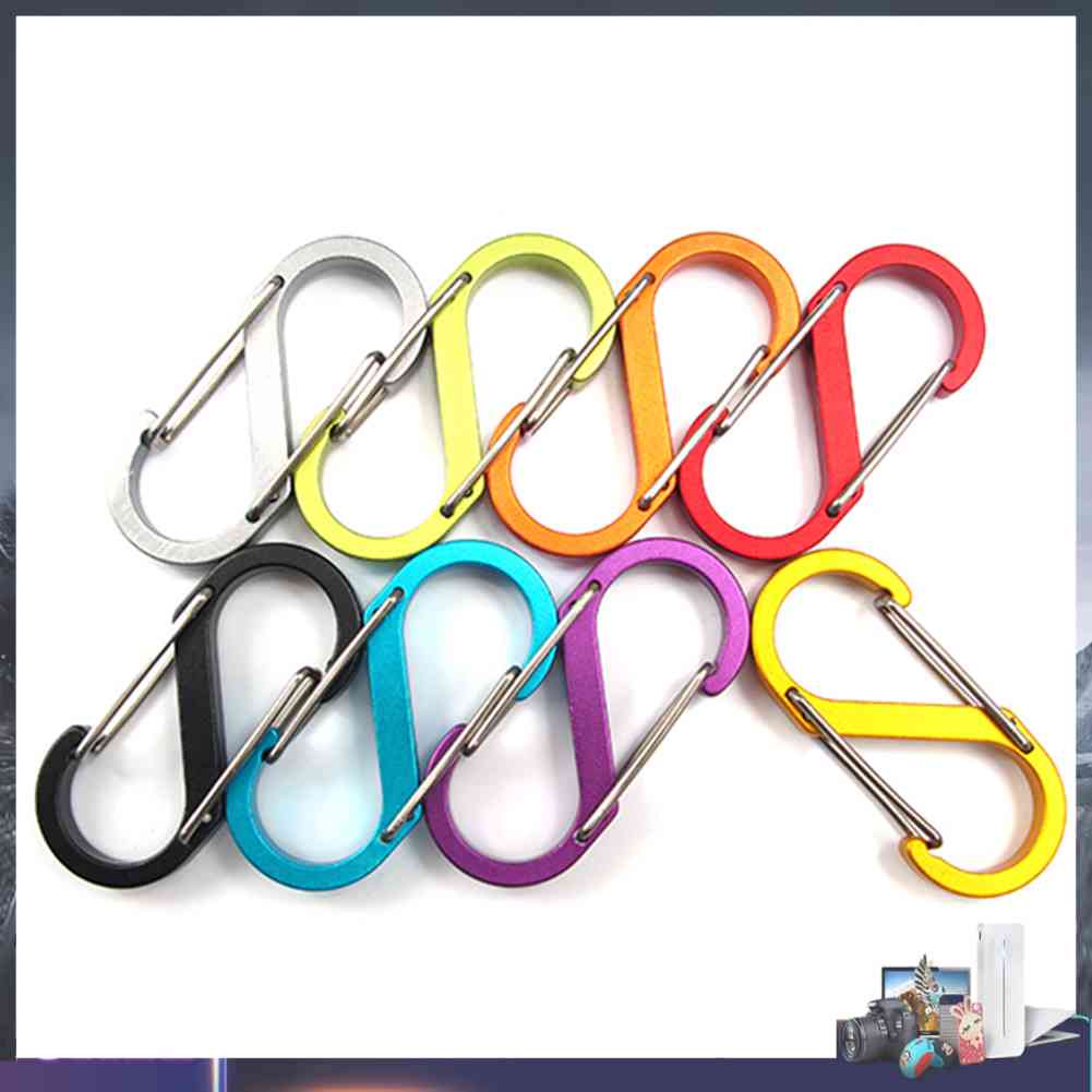 Móc Khóa Carabiner Hình Chữ S Bằng Hợp Kim Nhôm Với 8 Kiểu Màu Sắc Ngẫu Nhiên