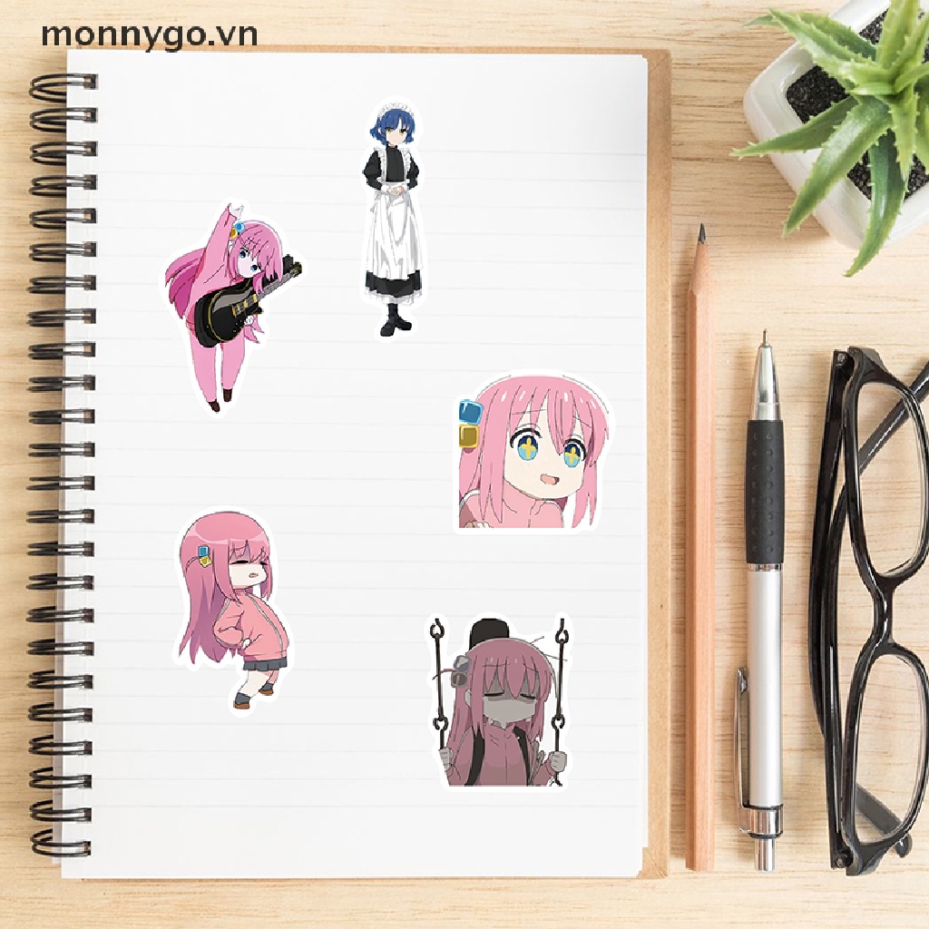 Monnygo 50 Chiếc BOCCHI Kawaii BOCCHI THE ROCK! Miếng Đề Can Dán Trang Trí Laptop Vali Ván Trượt / Điện Thoại Chống Thấm Nước DIY Hình Anime Cho Bé Gái