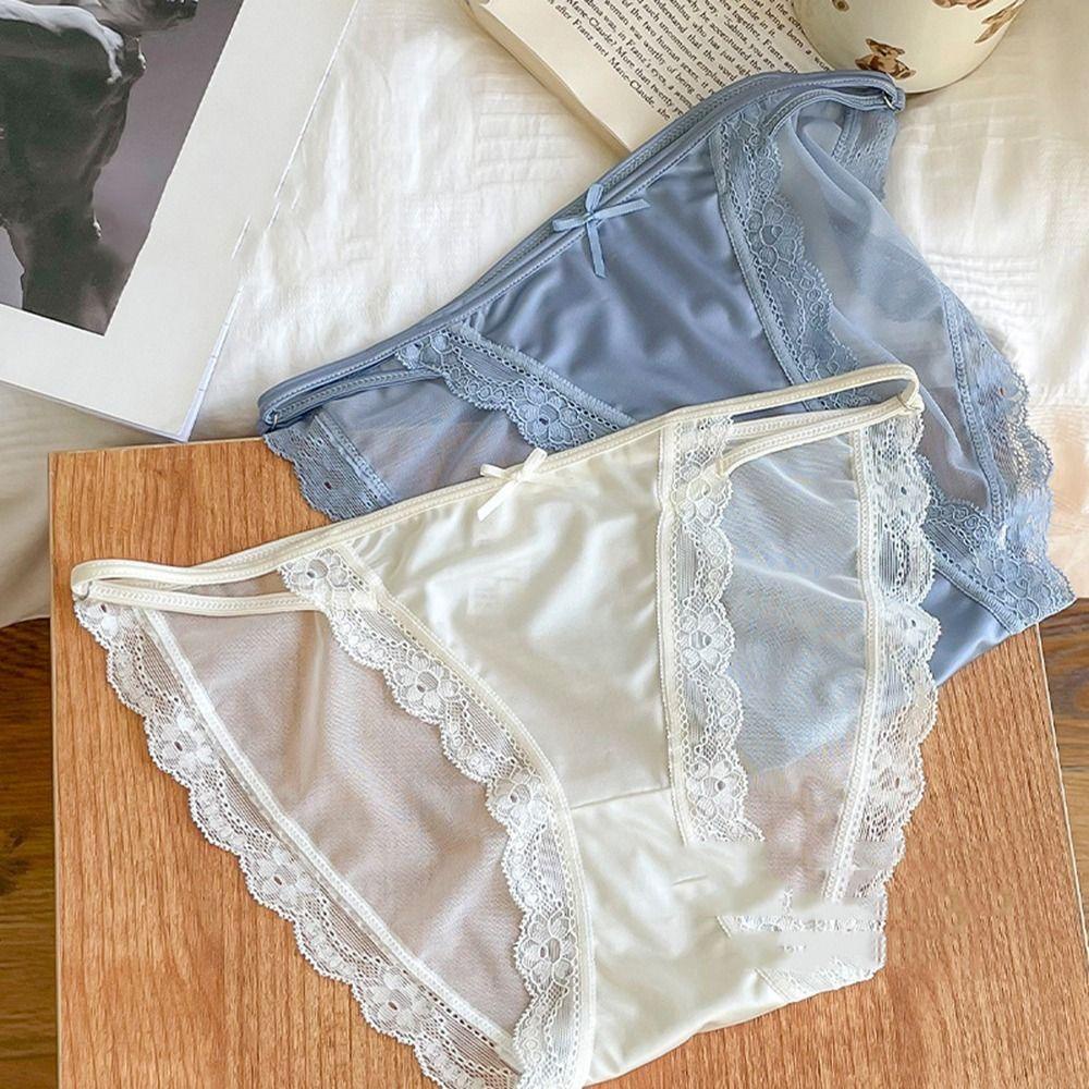 Quần Lót Lụa Phối Ren Mỏng Màu Sắc Ngọt Ngào Cho Nữ