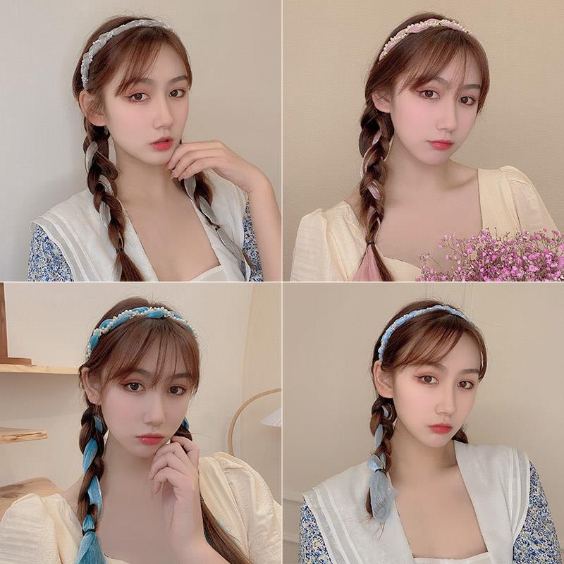 Băng Đô Cài Tóc Đính Nơ Và Ngọc Trai Siêu Nữ Tính 8gw1