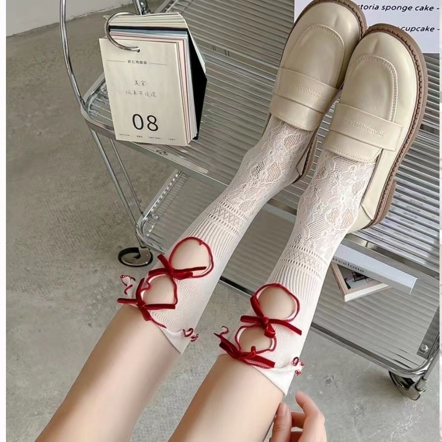 Jiashucheng Vớ Ống Lửng Đính Nơ Dễ Thương Thời Trang Cho Nữ