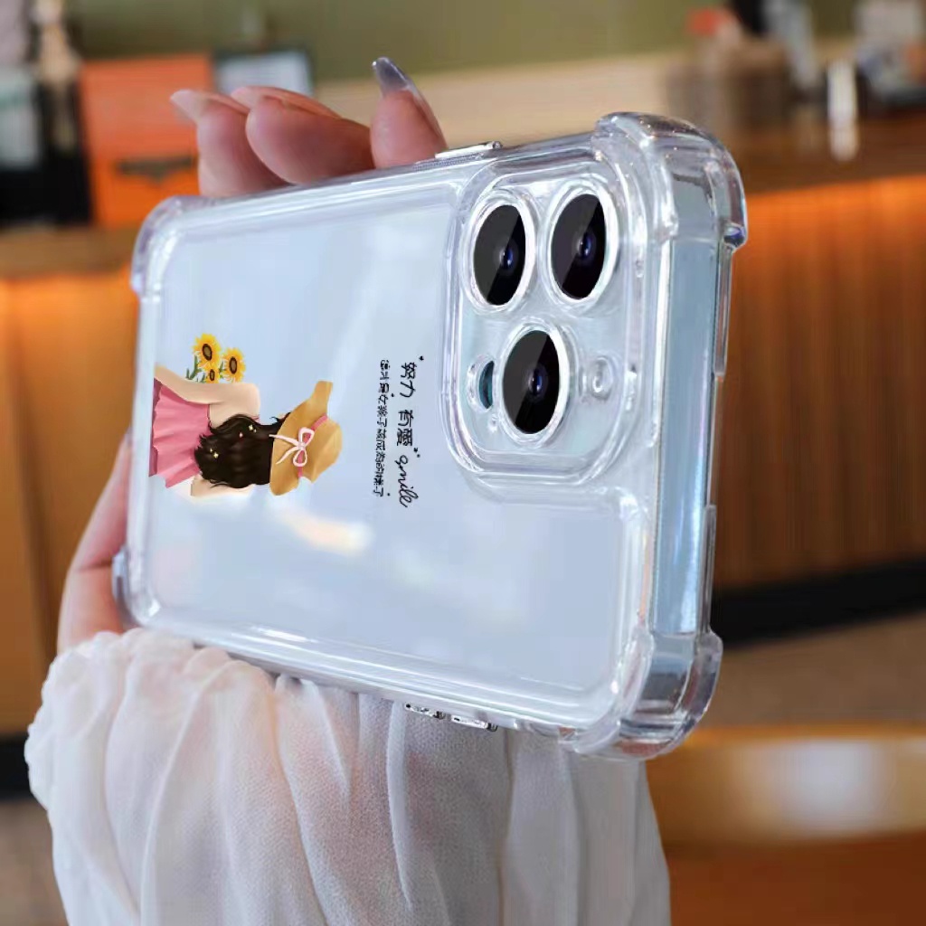 Ốp Điện Thoại TPU Mềm Trong Suốt Chống Sốc Nút Độc Đáo Cho IPhone 11 14 13 12 Pro XS Max X XR 7 + 8 6 6S Plus Sự Bảo Vệ