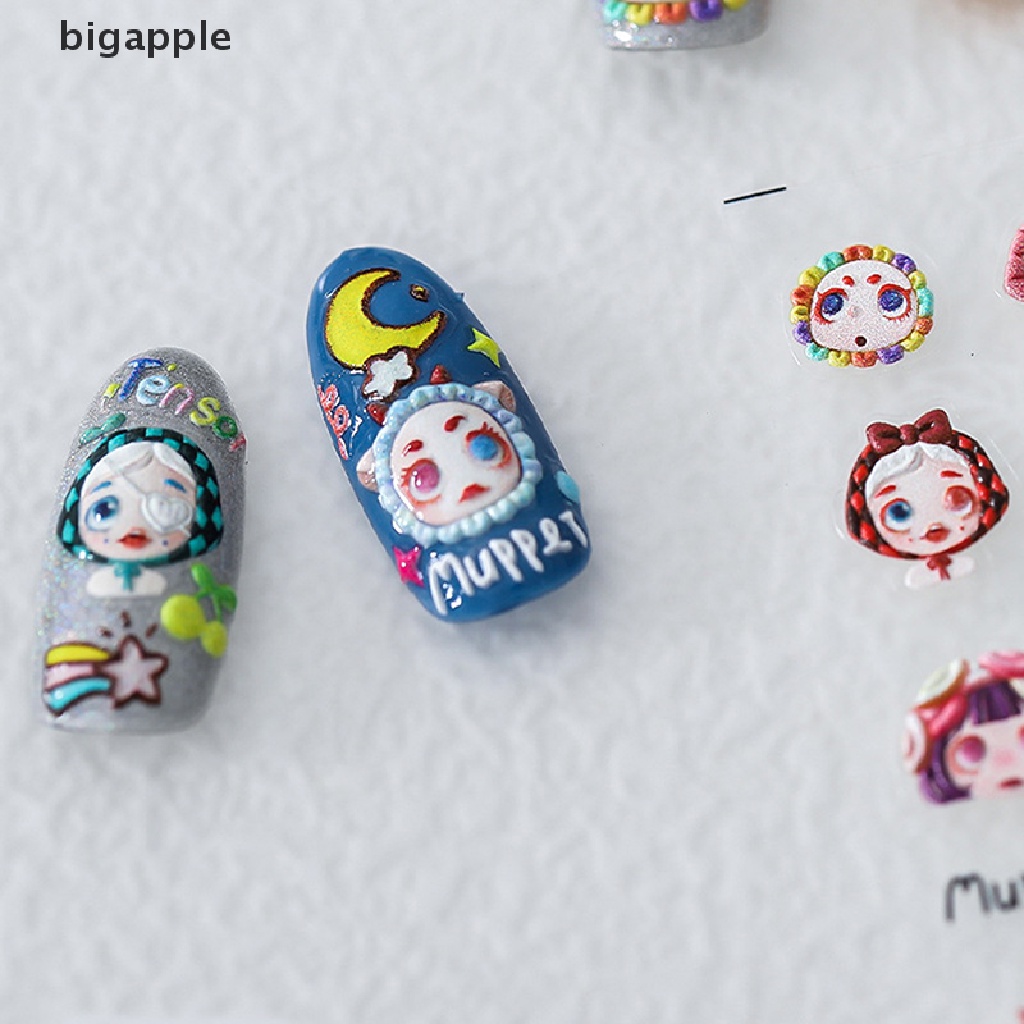 Bigapple 1 Tờ Hình Dán Móng Tay Hình Búp Bê Dập Nổi Đáng Yêu Thời Trang Chất Lượng Cao Rd