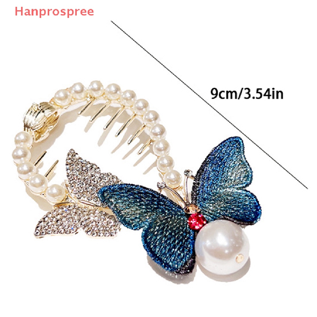 Kẹp Tóc Hình Bướm Đính Ngọc Trai Giả Phong Cách Cổ Điển Cho Nữ