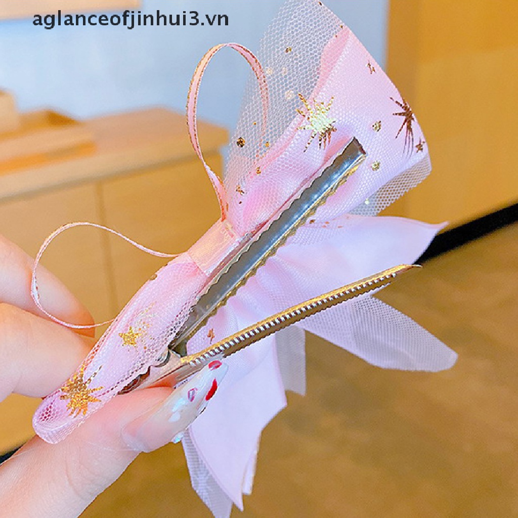 ~ Afhvn ~ Kẹp Tóc Nơ Lưới Hình Ngôi Sao Ngọt Ngào Thời Trang Lolita Đáng Yêu Dành Cho Bé Gái